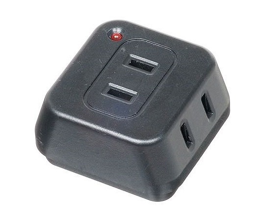 雷サージ付トリプルタップ　3個口　黒