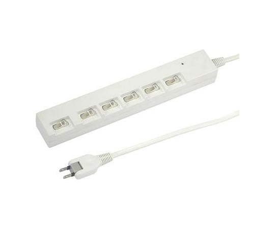 横差し個別スイッチ付節電タップ　6個口　2m