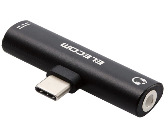 音声変換アダプタ　Type-C-4極φ3.5mmイヤホンジャック　給電機能付　USB　Power　Delivery60W対応　ブラック