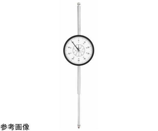 大型ダイヤルゲージ　測定範囲80mm　耳金なし　連続目盛/ショックプルーフ/宝石入/中2針