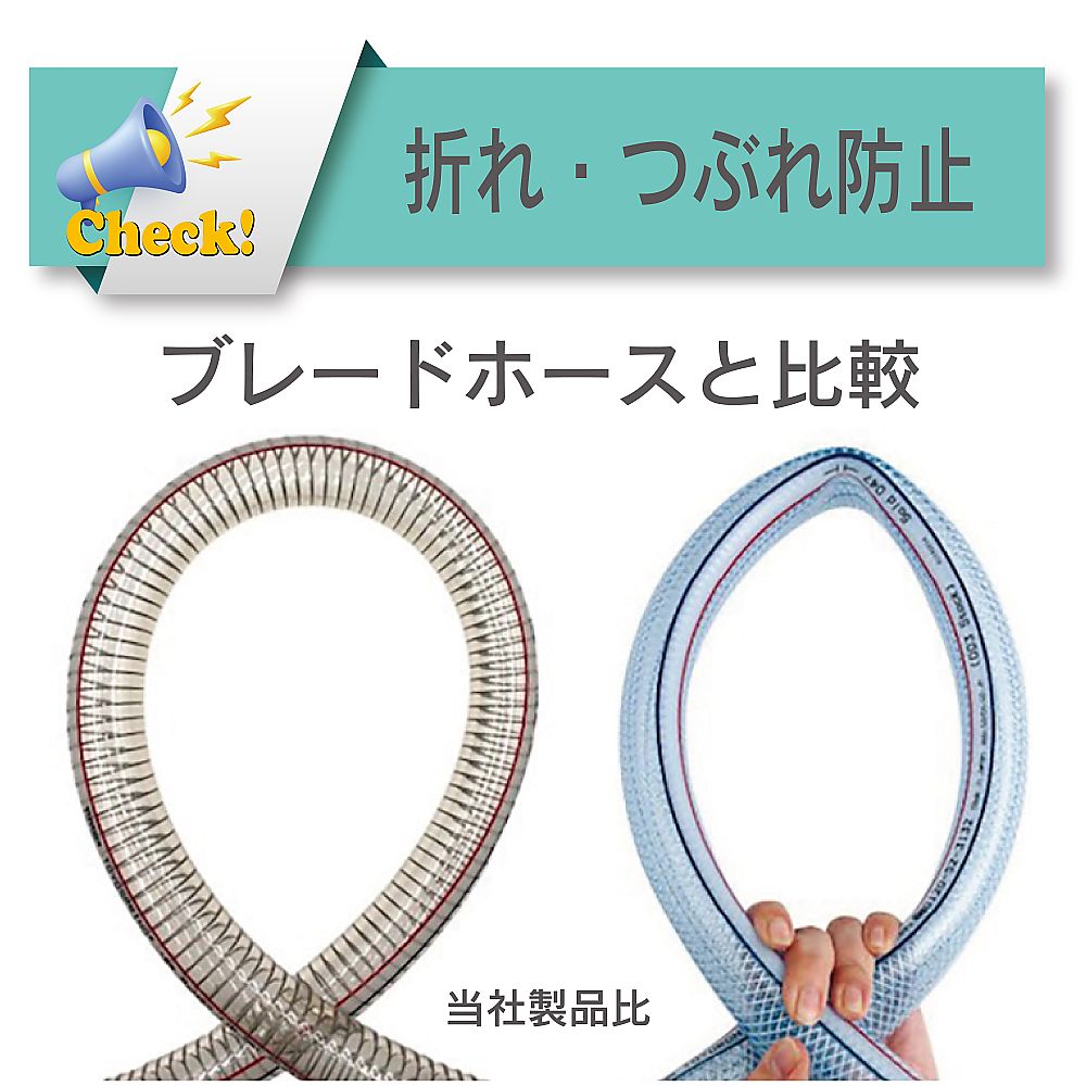 水・油・薬品・エアー用耐圧ホース（工場設備・機械配管用）　トヨスプリングホース　内径8mm×外径13.5mm　長さ40m　TS-8-40