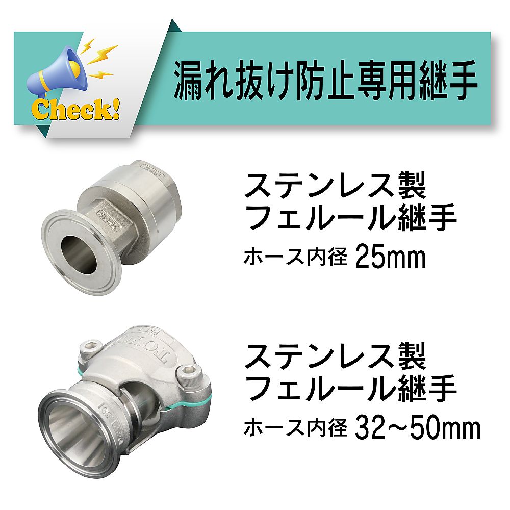 耐薬品・耐油・食品用　非塩ビ耐圧ホース　エコロンSホース　内径38mm×外径48mm　長さ5m　ECS-38-5