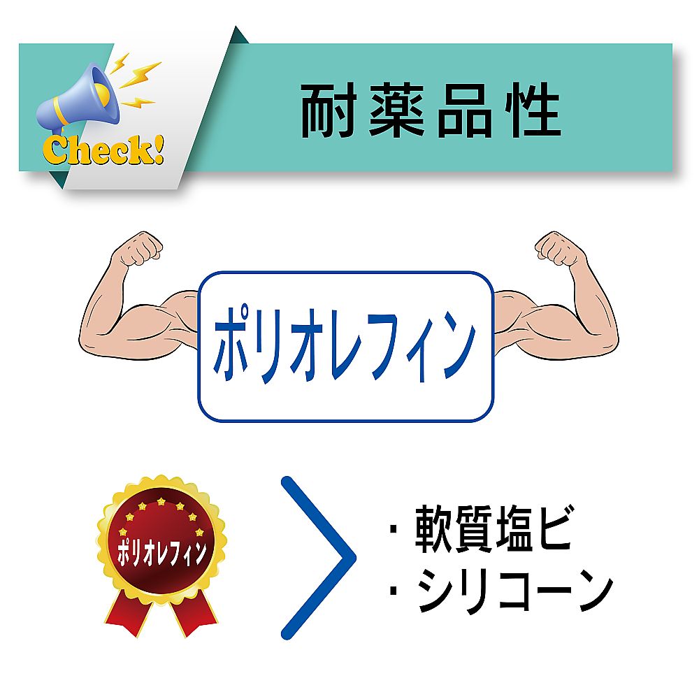 耐薬品・耐油・食品用　非塩ビ耐圧ホース　エコロンSホース　内径38mm×外径48mm　長さ5m　ECS-38-5