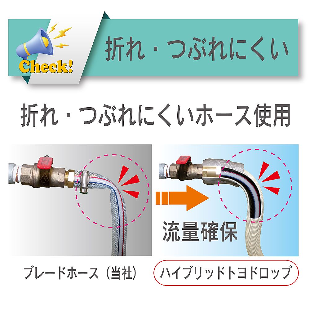 冷却水結露防止用耐圧ブレードホース　ハイブリッドトヨドロップホース　内径12mm×外径18mm×断熱材外径26mm　長さ35m　HTD-12G-35