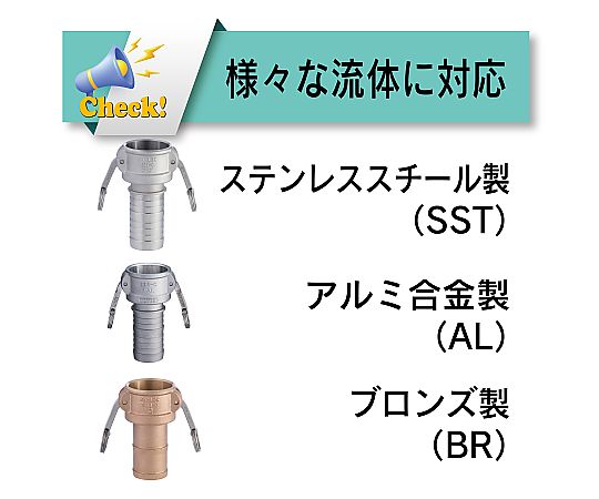 65-0881-50 カムロック カプラー ホースシャンク 樹脂 PP 2インチ 633