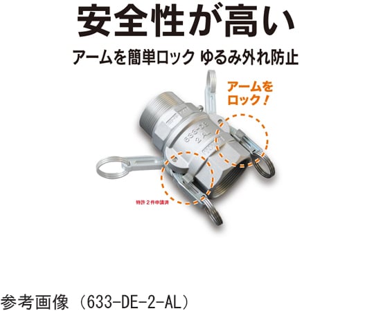 カムロック　ツインロックタイプカプラー　ホースシャンク　ステンレス　1インチ　633-CL-1-SST