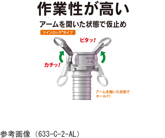 カムロック　ツインロックタイプカプラー　ホースシャンク　ステンレス　1インチ　633-CL-1-SST