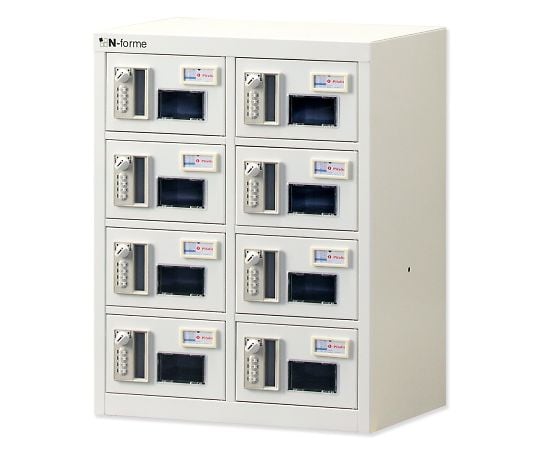 貴重品ロッカー 暗証番号錠タイプ ホワイト （2列4段） 窓付 NKBA-0204W
