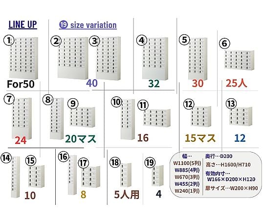 65-1213-39 貴重品ロッカー 暗証番号錠タイプ 5列10段 NKBA-0510