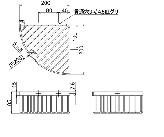 65-1673-69 ワイヤートレーコーナー深型 ステンレス R9102-CM 【AXEL