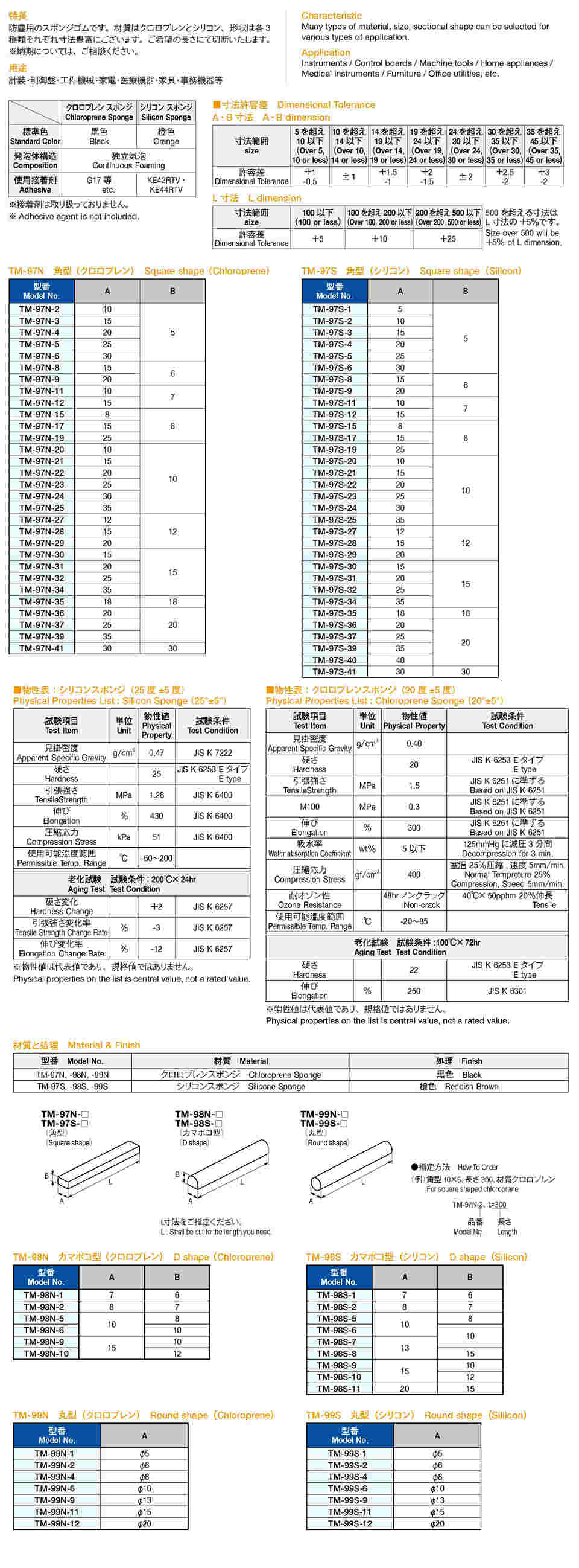 防塵ゴム（角型・クロロプレン） 10×7mm 黒色 70m 1巻 TM-97N-11-