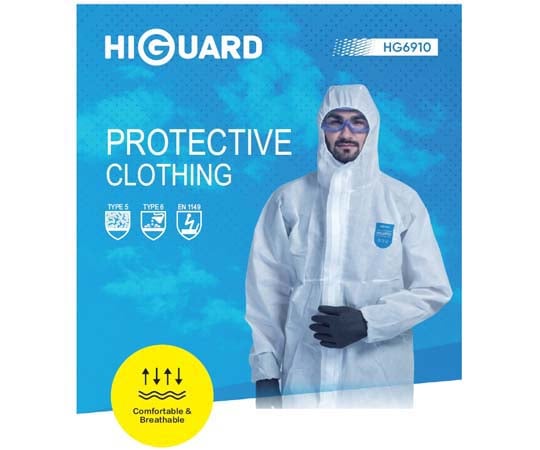 取扱を終了した商品です］HIGUARD SMS不織布 使い捨て防護服 20着 L