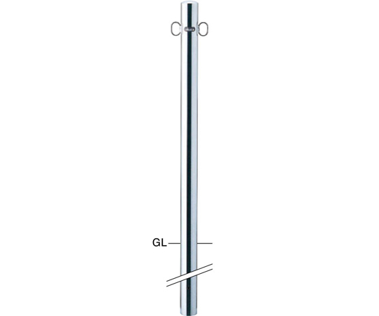 65-1803-41 ピラー 車止め 埋込400 ステンレス フックなし 固定式 φ60