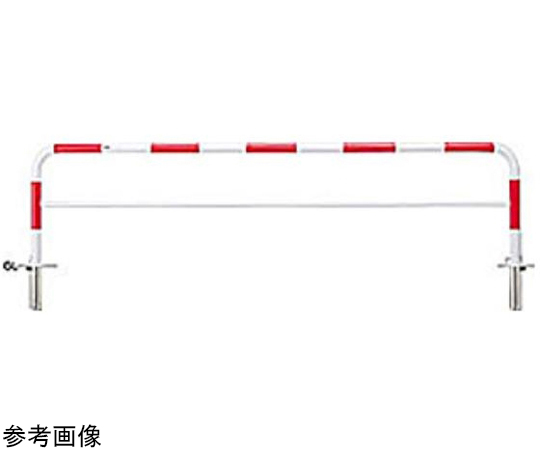 65-1815-94 スチール製 アーチ型車止め（横桟付）差込式カギ付 φ60.5