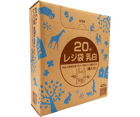 65-1840-19 箱入りレジ袋 乳白タイプ 30号 1500枚 大箱（300枚×5箱入