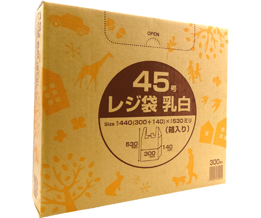 65-1840-19 箱入りレジ袋 乳白タイプ 30号 1500枚 大箱（300枚×5箱入