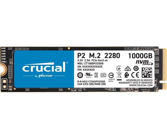 ［取扱停止］シリコンディスクドライブ　Crucial　P2　1TB　NVMe　PCIe　M.2　SSD　CT1000P2SSD8JP