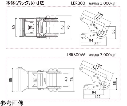 65-1872-17 ラッシングベルト エンドレスフック 強度2000kgf LBR300W