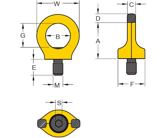 落下防止用PSAアイポイント M12×1.75 1人用　8-281-007