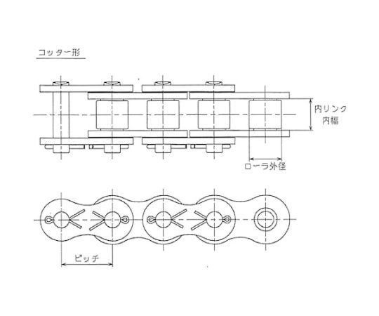 65-1994-37 EK160D 割ピン形 ローラチェーン EK160D CP 60L DCJ 【AXEL