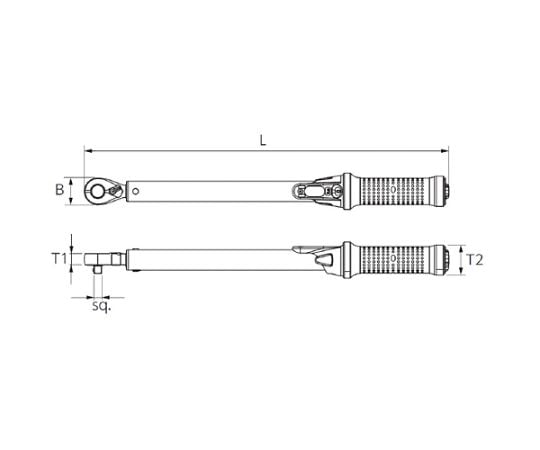 アズワン ラチェット式トルクレンチ 40-200N・m（1/2DR） EA723JG-58 1丁-