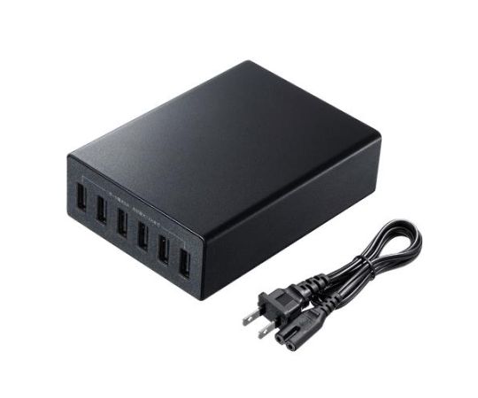 USB充電器（高耐久/ブラック） [6ポート]　EA764A-221｜アズキッチン【アズワン】