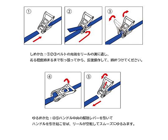 65-2300-69 25mmx 5.0m/ 509kg ベルト荷締機(ｴﾝﾄﾞﾚｽ) EA982SB-15