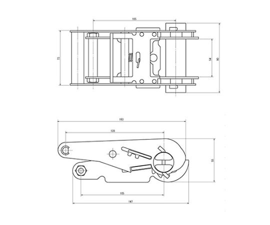 50mmx 7.0m/1520kg ベルト荷締機(ｴﾝﾄﾞﾚｽ)　EA982SB-37