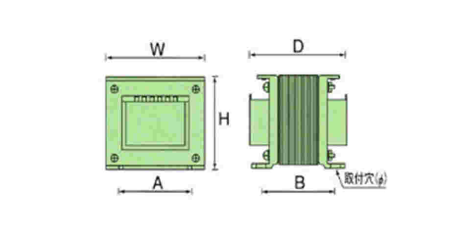 65-2324-91 複巻トランス 220V/110V 1KVA ECL21-1KN 【AXEL】 アズワン