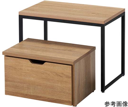 ショーテーブル　D45cm　ブラックフレーム　ラスティック柄天板　W74.8×D45×H57.6cm　61-798-4-1