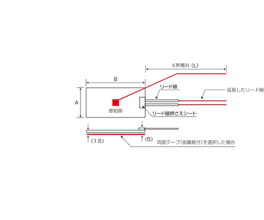 65-2333-27 シリコンラバーヒーター 両面テープ付き 熱電対1m リード線