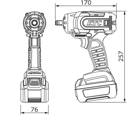 65-2489-77 12.7SQ コードレストルクリミットインパクトレンチ 本体