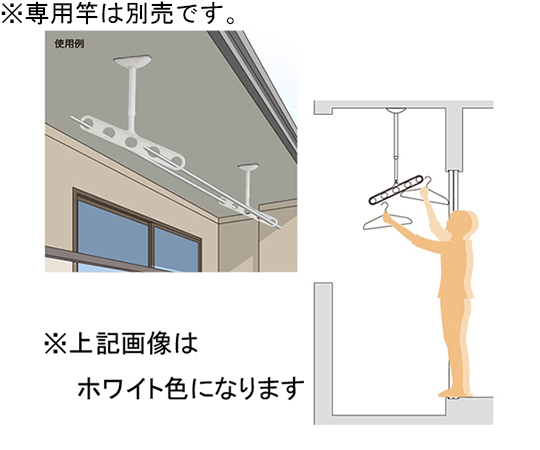 65-2492-25 ホスクリーン 軒天用 屋外物干し金物 ピュアホワイト 2本入