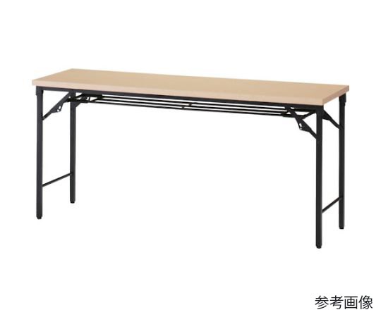 65-2695-52 折りたたみ会議テーブル 1500×450×H700 棚板付 ナチュラル