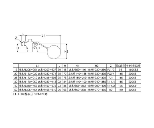 SANEI バランス型ボールタップ (1個) 品番：V52-13-