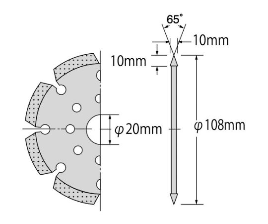 65-2701-07 エビ ダイヤモンドカッター Vカッターライト （乾式）108mm