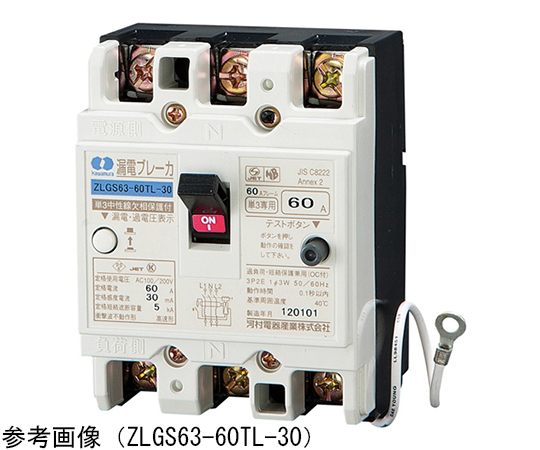 65-2937-79 漏電ブレーカ（単3中性線欠相 ZLGS 63-60TL-30 【AXEL】 アズワン