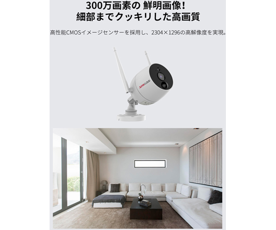 65-3353-69 Wi-Fiネットワーク屋外カメラ モニター+屋外IPカメラ（2台