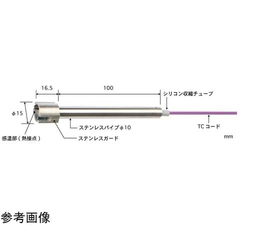 高性能一般静止表面用温度センサ S形シリーズ ISO書類一式付き -50～800℃ 15φ（フラット）低温タイプ タイプE　 S-121E-01-0-TC1-W