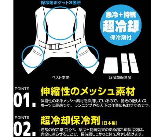 65-3656-95 アイスバッグ®スポーツ（背中保冷剤×1個、脇用保冷剤×2個付き）ブラック BR-543 【AXEL】 アズワン