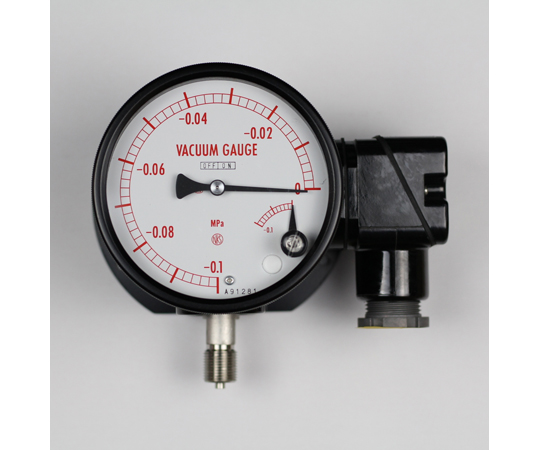 マイクロスイッチ接点付圧力計（100Φ） 真空計（負圧計） SUS H：上限1接点 -0.1～0MPa 検査証明書付　JM11-133