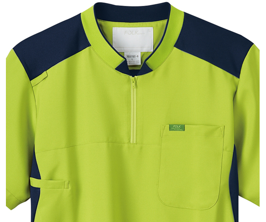 ジップアップスクラブ(R) ライム×ダークネイビー SS 7037SC-6 - as