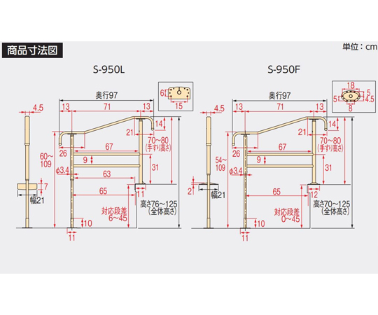 65-5680-06 上がりかまち用手すり S-950F 531-026 【AXEL】 アズワン 65-5680-06 上がりかまち用手すり S-950F 531-026 【AXEL】 アズワン