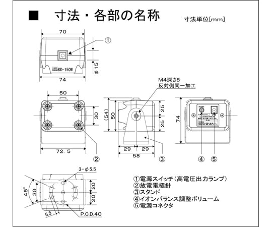 65-6899-94 コンパクトタイプ静電気除去装置 AC100V KD-150W-1 【AXEL