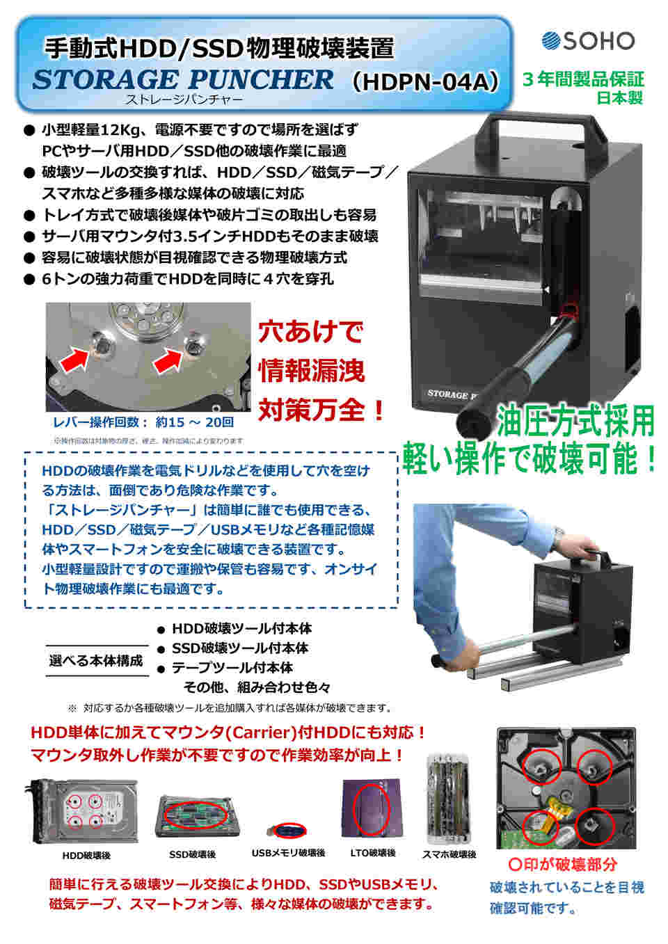 65-6903-93-60 手動ストレージパンチャー（HDD破壊ツール付） レンタル