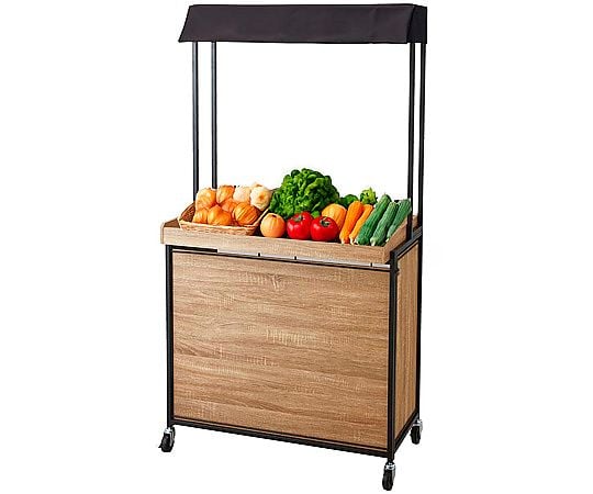 65-8119-50 【什器セットまるごと購入】ハコマルシェワゴン幅90cm黒