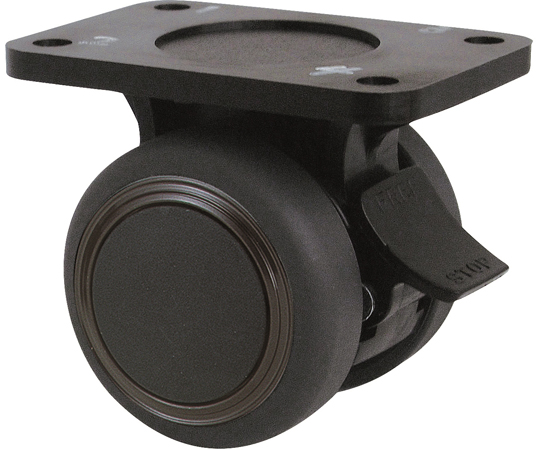 65-8300-84 双輪キャスター φ40 固定ストッパー付 プレート式 TE40JKS