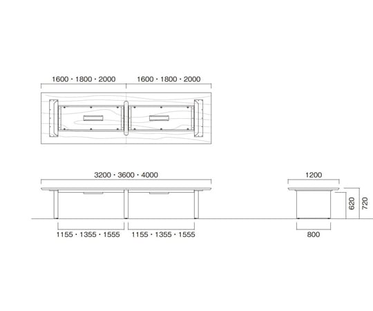 ミーティングテーブル 突板 スタンダードタイプ ダークブラウン 3200×1200×720mm　WOP-T3212-DB