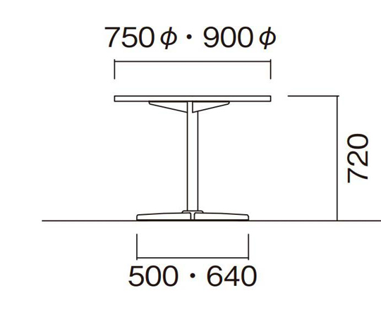 ミーティングテーブル 十字脚タイプ ペールウッド φ750×720mm　GIU-750R-PL