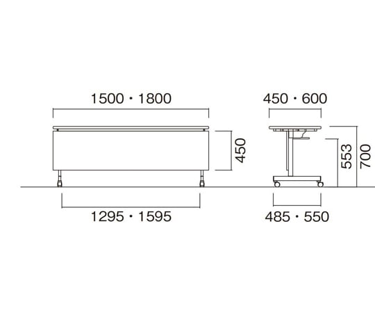 65-8828-33 ミーティングテーブル パネル付 チーク 1500×450×700mm LHB